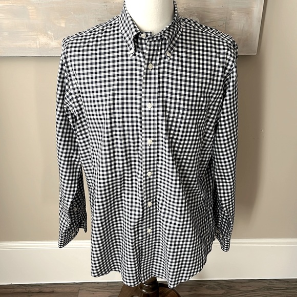 Brooks Brothers 1818 REGENT Gingham Check Seersucker Short Sleeve Button-Down Check Shirt Men's XL cotton blue type Vintage Second Hand